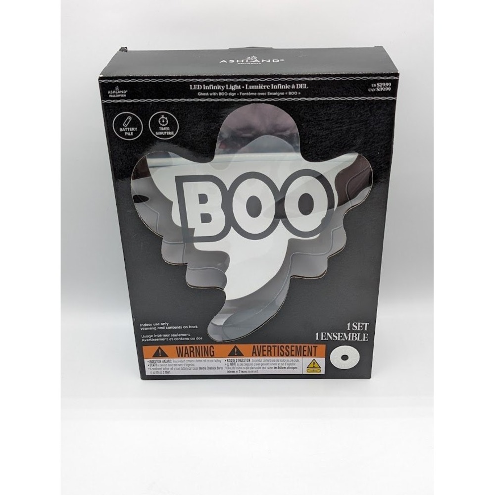 Ashland Halloween LED Infinity Light Ghost BOO Sign Battery Operated Timer New